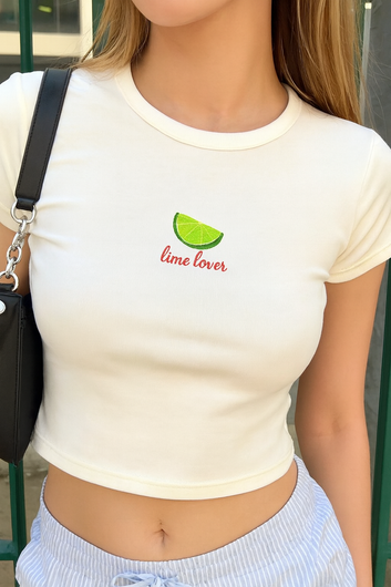 Lime Lover Embroidery Baby Tee