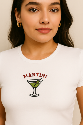 Martini Embroidery Baby Tee