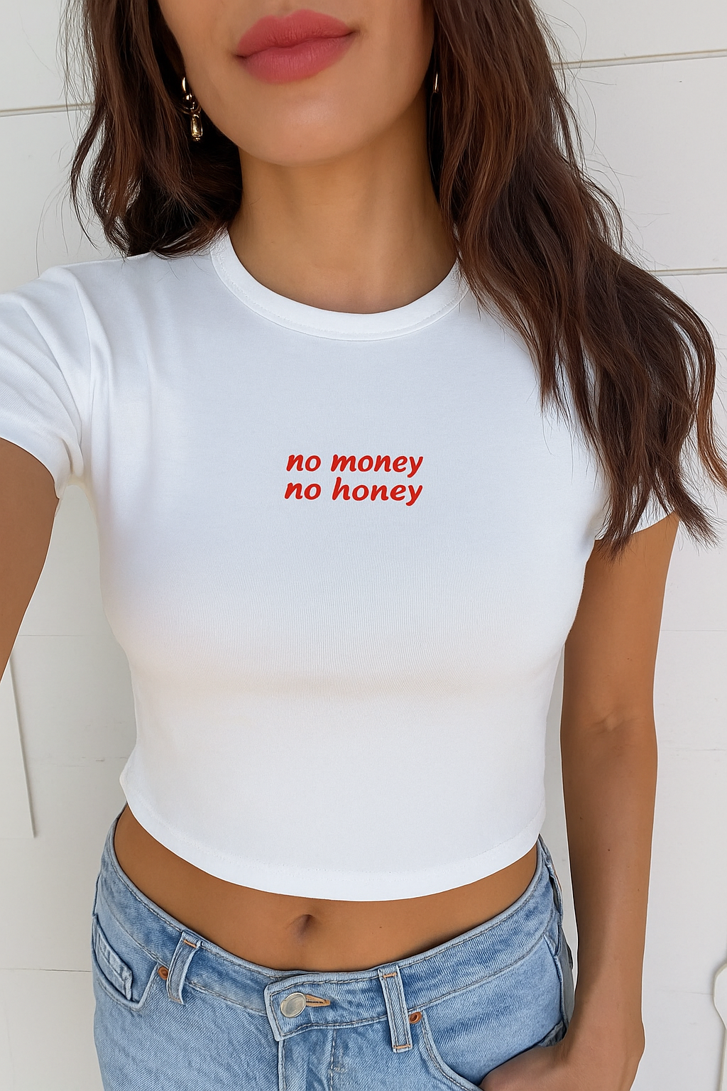 No Money No Honey Embroidery Baby Tee