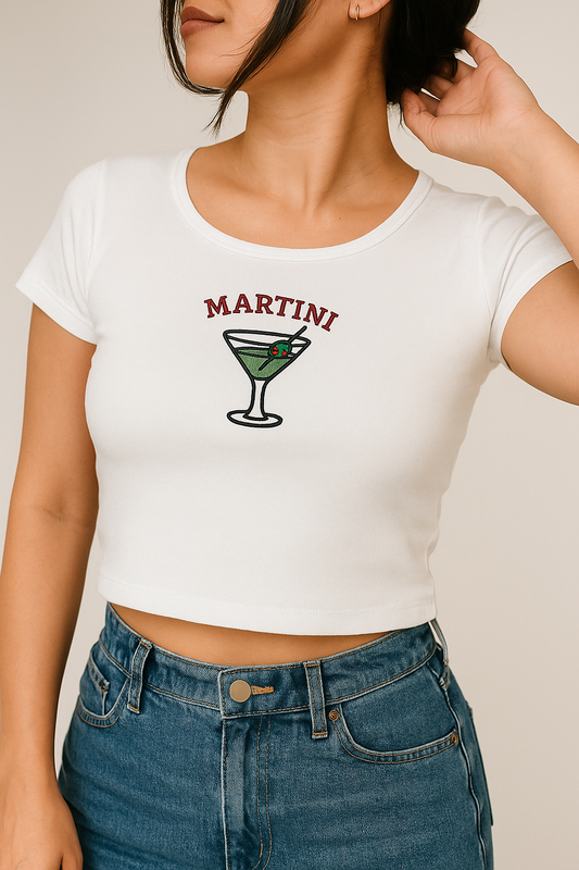 Martini Embroidery Baby Tee
