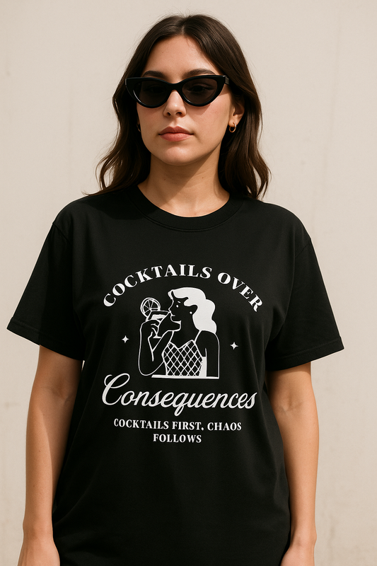 COCKTAIL OVER CONSEQUENCES OVERSIZED T-SHIRT