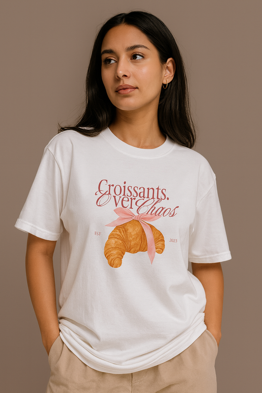CROISSANTS OVER CHAOS OVERSIZED T-SHIRT