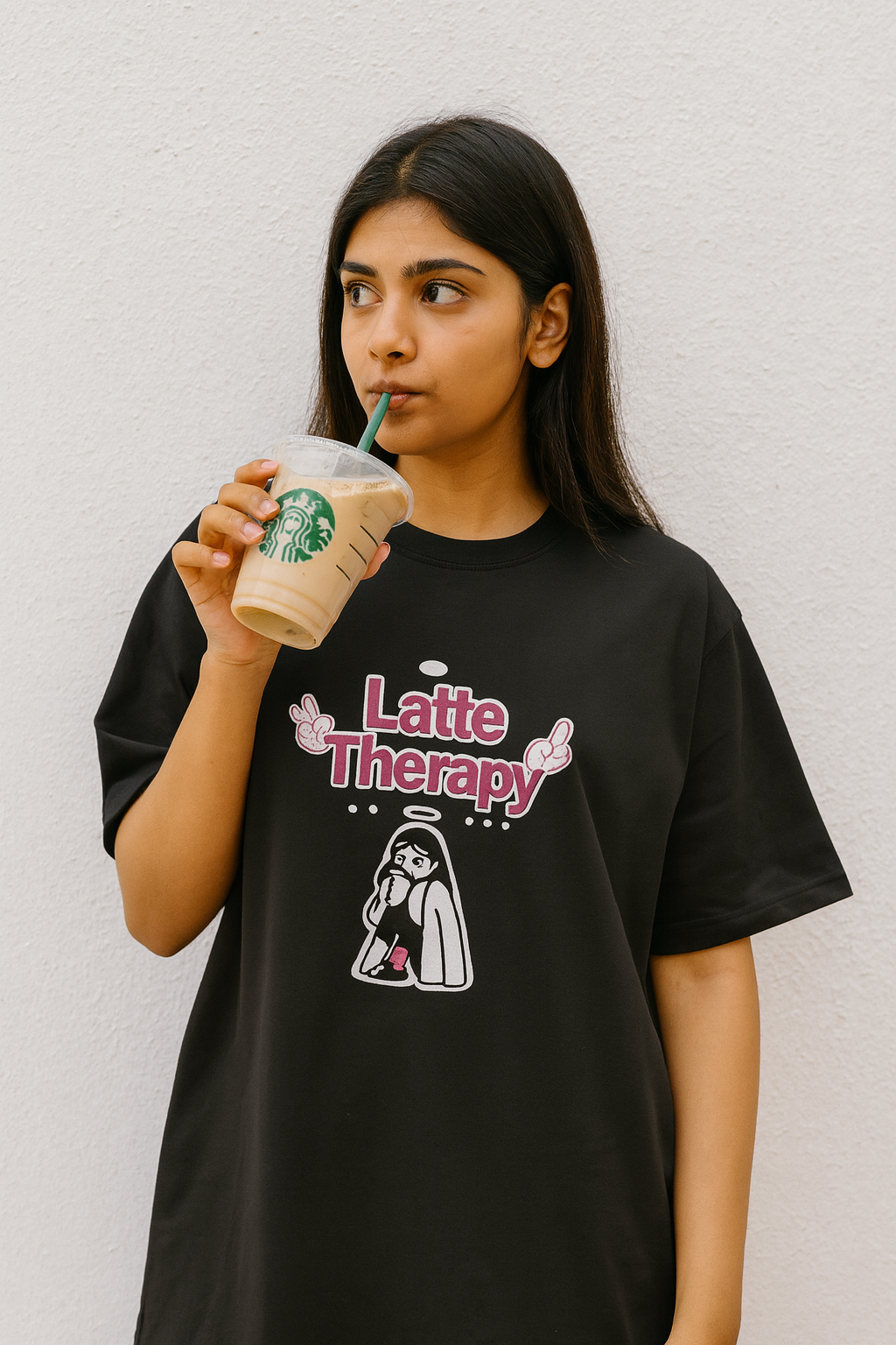 LATTE>THERAPY OVERSIZED T-SHIRT